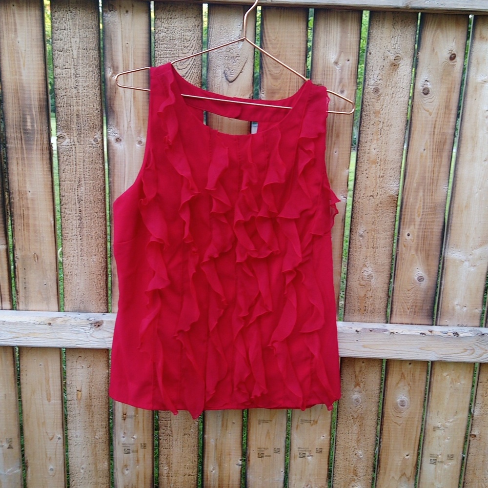 Cato Red Flowy Keyhole Tank Top Blouse